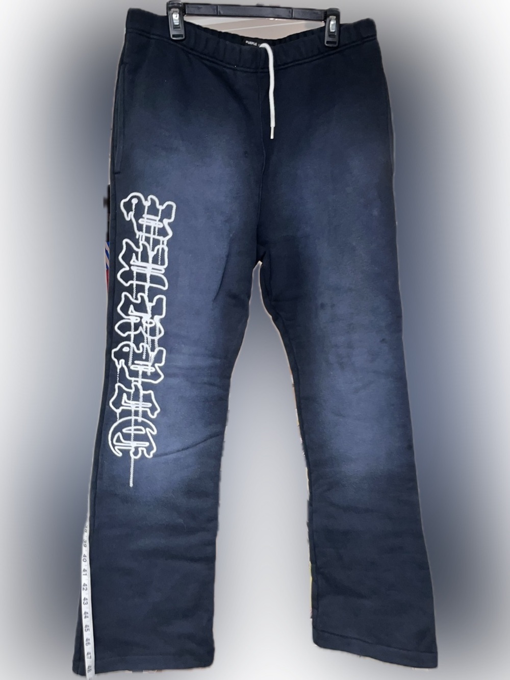 NWT Purple Brand XL Black Graphic Wide-Leg Sweatpants with White Script PURPLE 🆕